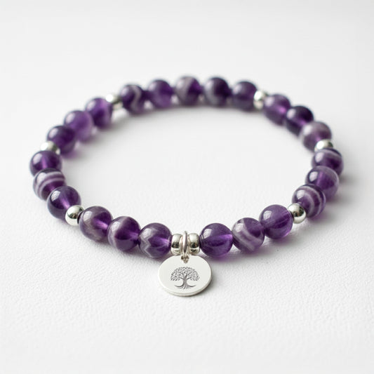 Amethyst Chevron Crystal Gemstone Bracelet