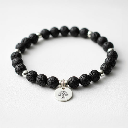 Lava Rock Crystal Gemstone Bracelet