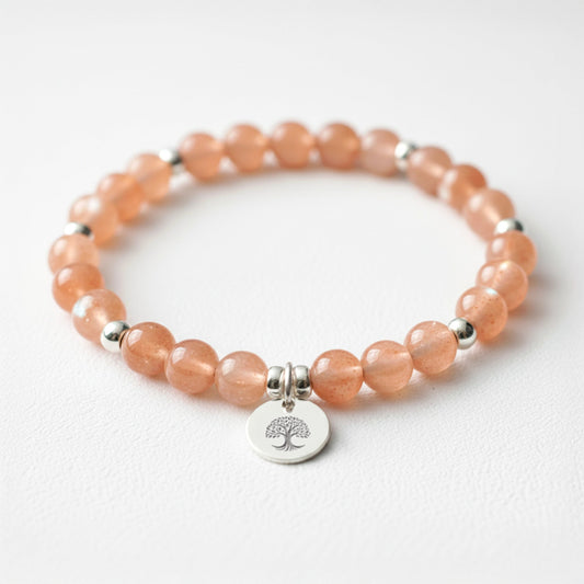 Peach Moonstone Crystal Gemstone Bracelet