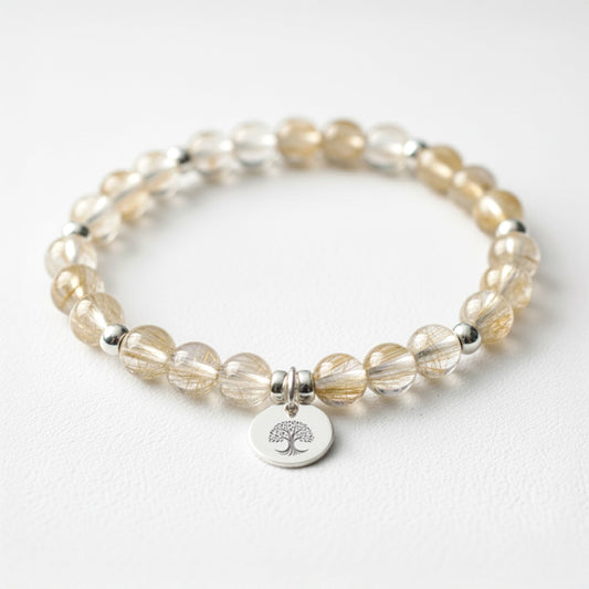 Rutilated Quartz Crystal Gemstone Bracelet