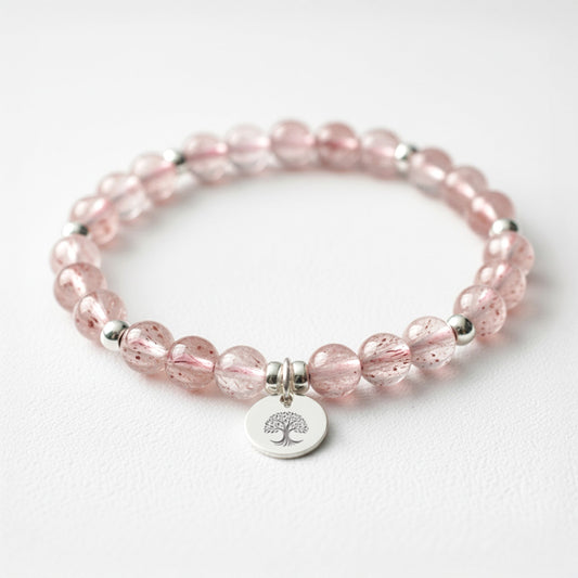 Strawberry Quartz Crystal Gemstone Bracelet