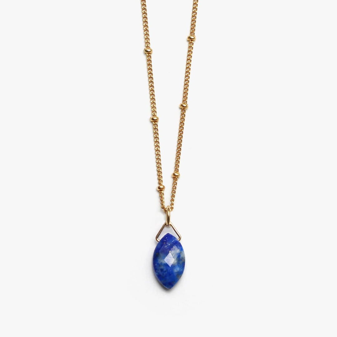Spirit Jewel Necklace Gold / 14" Lapis Lazuli Crystal Necklace