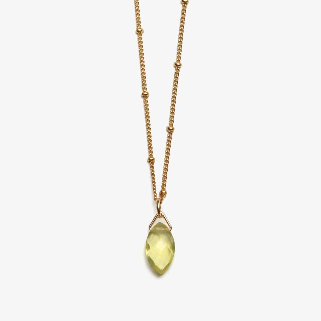 Spirit Jewel Necklace Gold / 14" Lemon Quartz Crystal Necklace