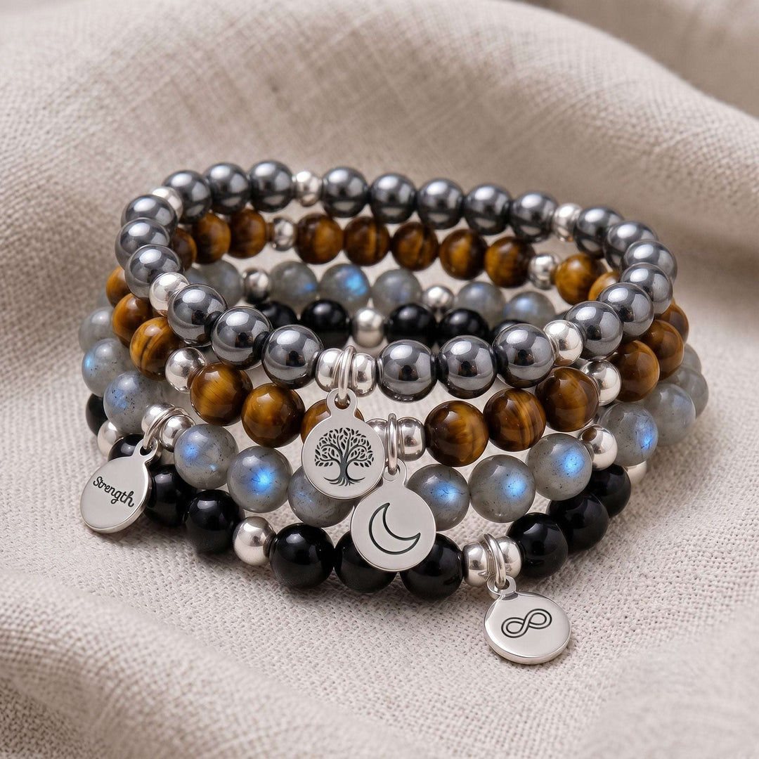 Crystals for Protection Bracelets, Hematite, Tigers Eye, Labradorite, Black Tourmaline