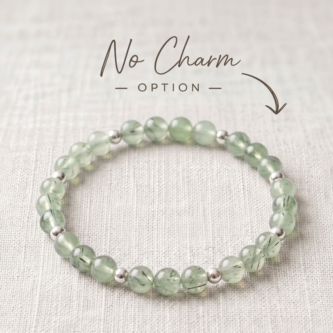 Prehnite Crystal Beaded Bracelet, 925 Sterling Silver