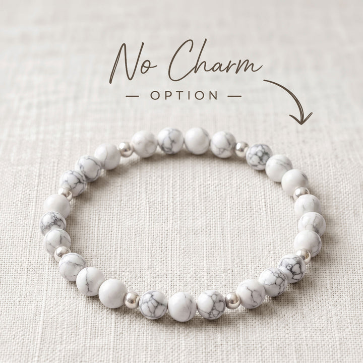 Howlite Crystal Beaded Bracelet, 925 Sterling Silver