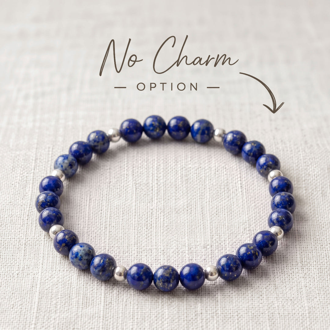 Lapis Lazuli Crystal Beaded Bracelet, 925 Sterling Silver