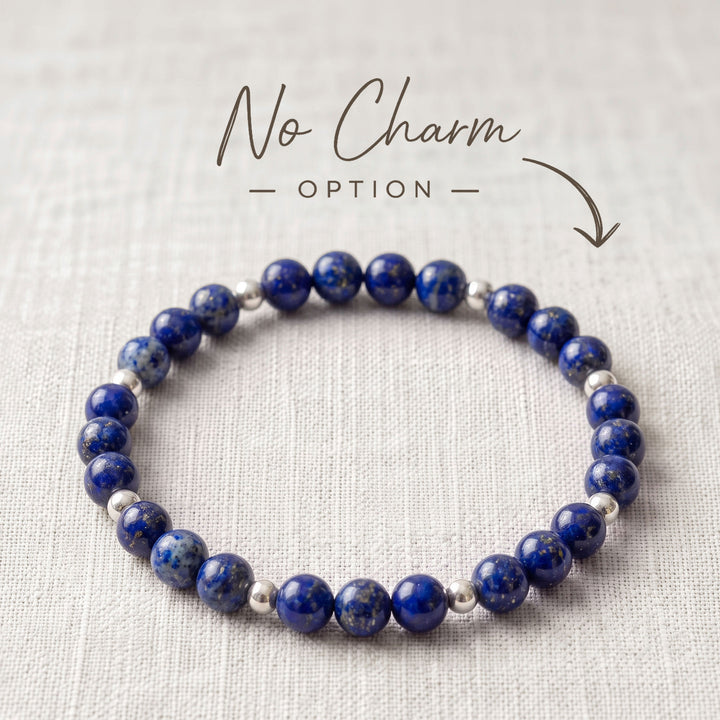 Lapis Lazuli Crystal Beaded Bracelet, 925 Sterling Silver