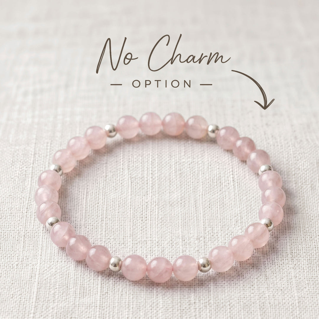 Rose Quartz Crystal Beaded Bracelet, 925 Sterling Silver