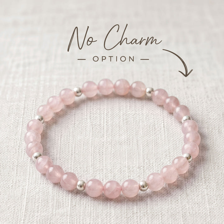 Rose Quartz Crystal Beaded Bracelet, 925 Sterling Silver