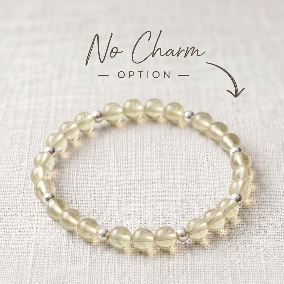 Lemon Quartz Crystal Beaded Bracelet, 925 Sterling Silver