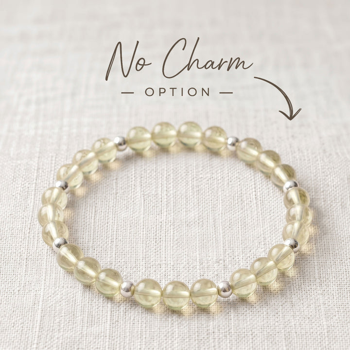 Lemon Quartz Crystal Beaded Bracelet, 925 Sterling Silver