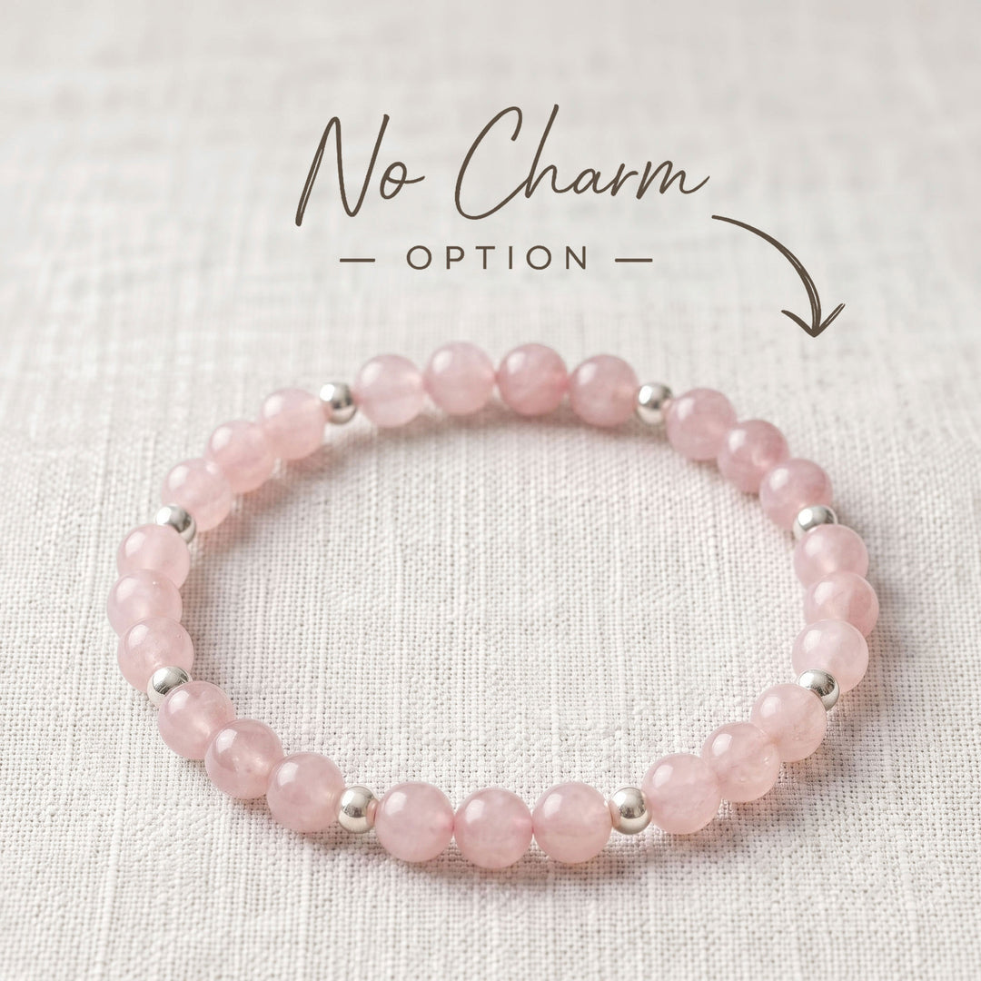 Morganite Crystal Beaded Bracelet, 925 Sterling Silver