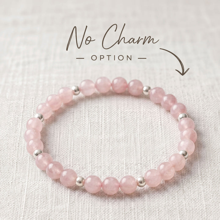 Morganite Crystal Beaded Bracelet, 925 Sterling Silver