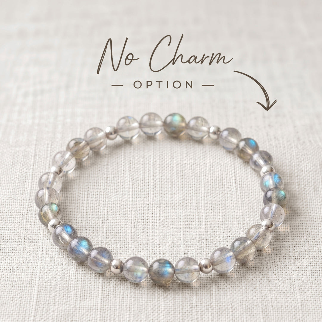 Labradorite Crystal Beaded Bracelet, 925 Sterling Silver