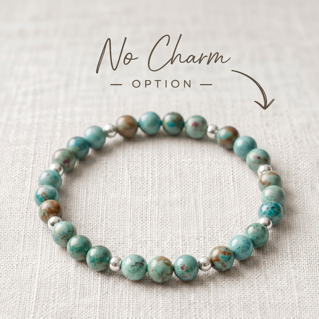 Chrysocolla Crystal Beaded Bracelet, 925 Sterling Silver