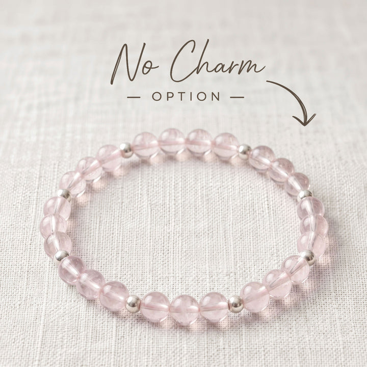 Rose Quartz Crystal Beaded Bracelet, 925 Sterling Silver