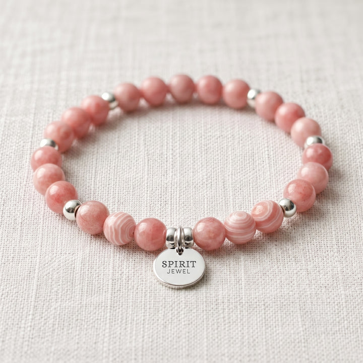 Rhodochrosite Personalised Crystal Gemstone Bracelet