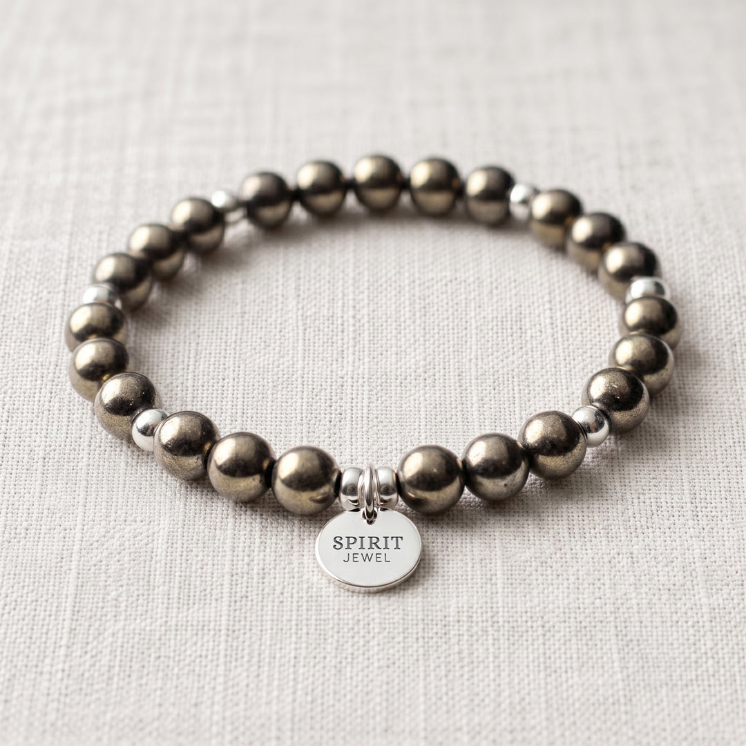 Pyrite Personalised Crystal Gemstone Bracelet
