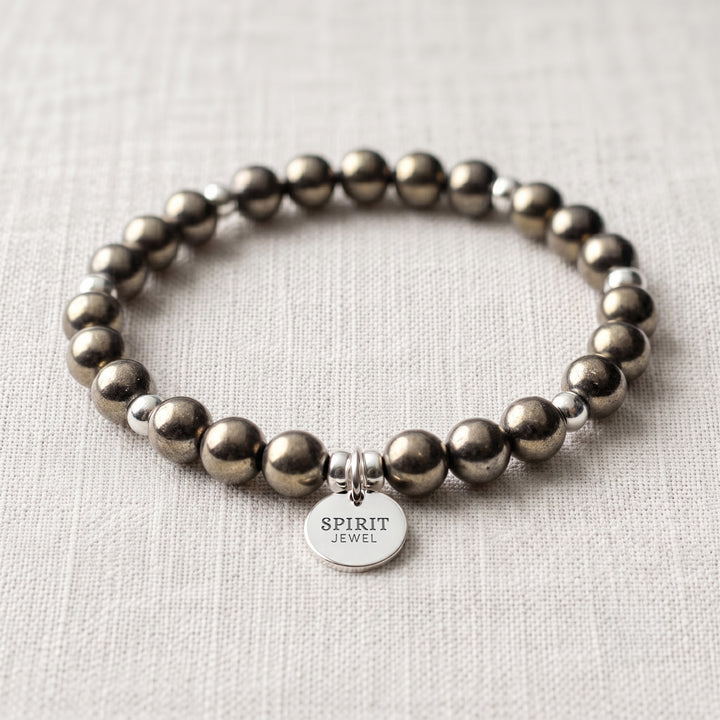 Pyrite Personalised Crystal Gemstone Bracelet