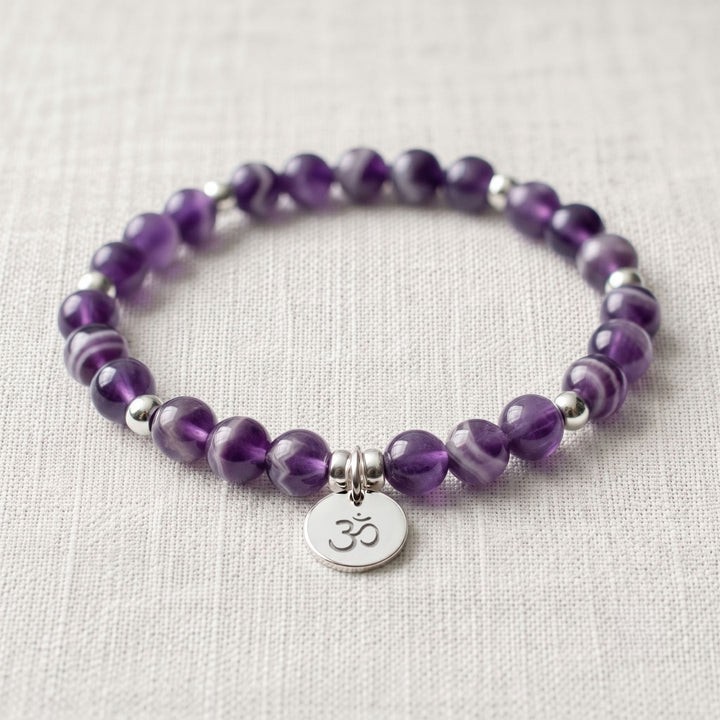 Amethyst Chevron Personalised Crystal Gemstone Bracelet