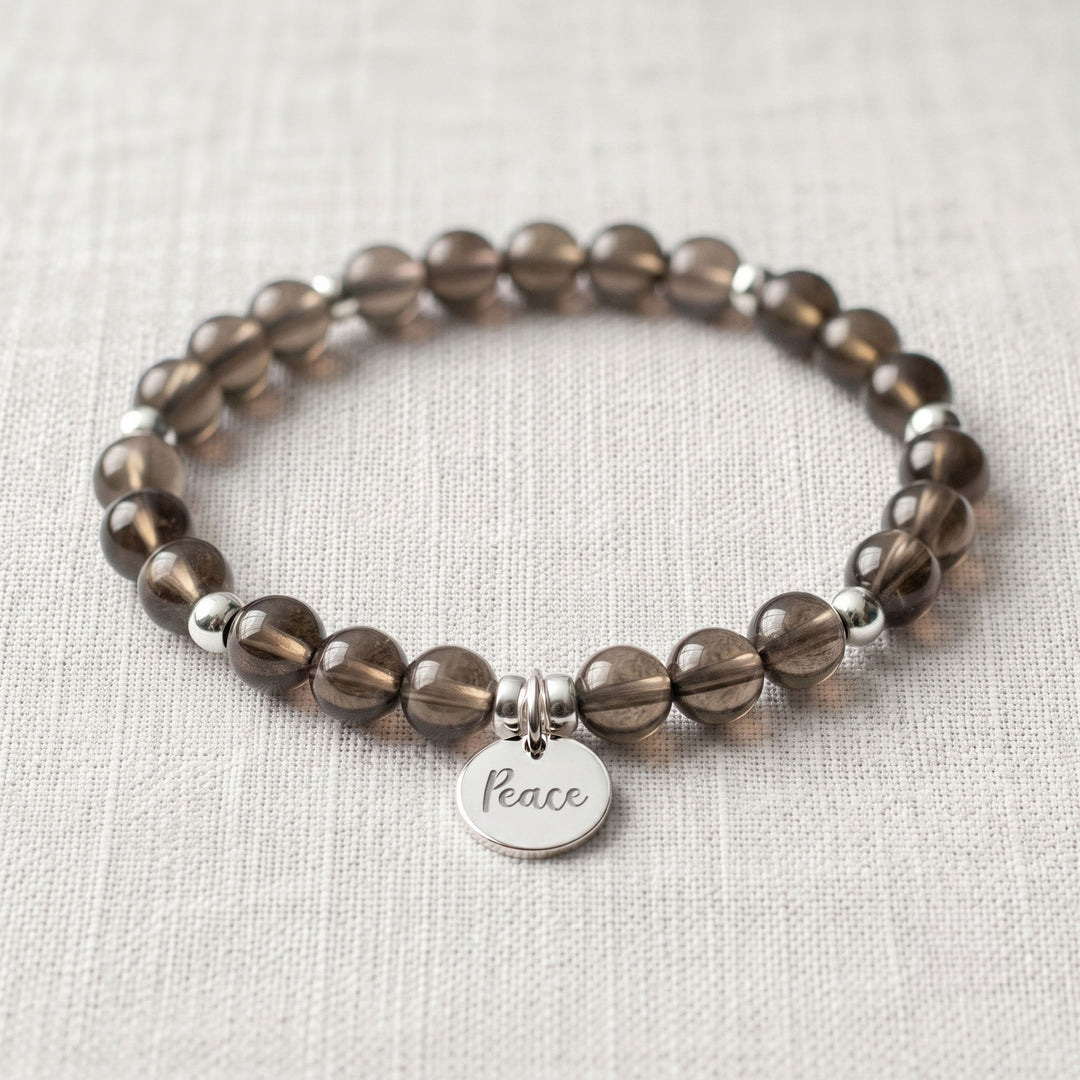 Smoky Quartz Personalised Crystal Gemstone Bracelet