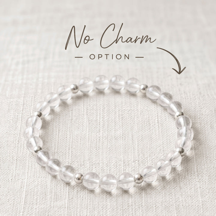 Clear Quartz Crystal Beaded Bracelet, 925 Sterling Silver