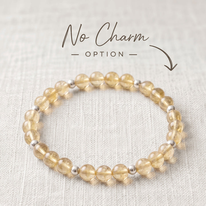 Citrine Crystal Beaded Bracelet, 925 Sterling Silver