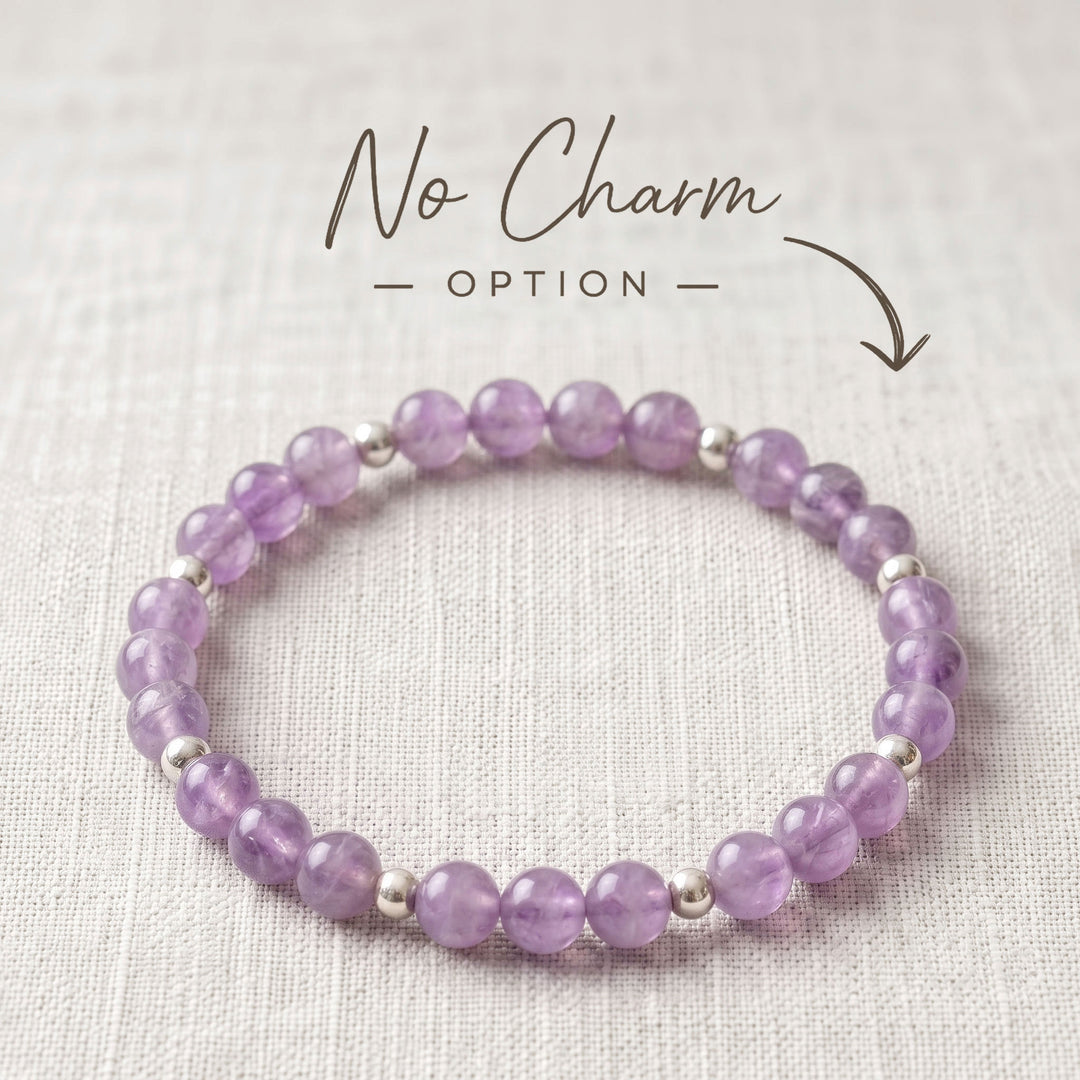 Lavender Amethyst Crystal Beaded Bracelet, 925 Sterling Silver