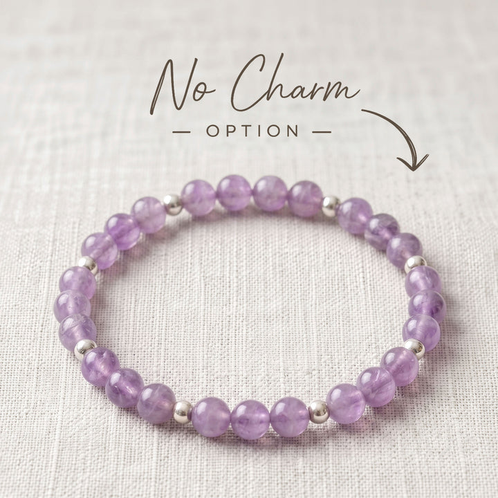 Lavender Amethyst Crystal Beaded Bracelet, 925 Sterling Silver