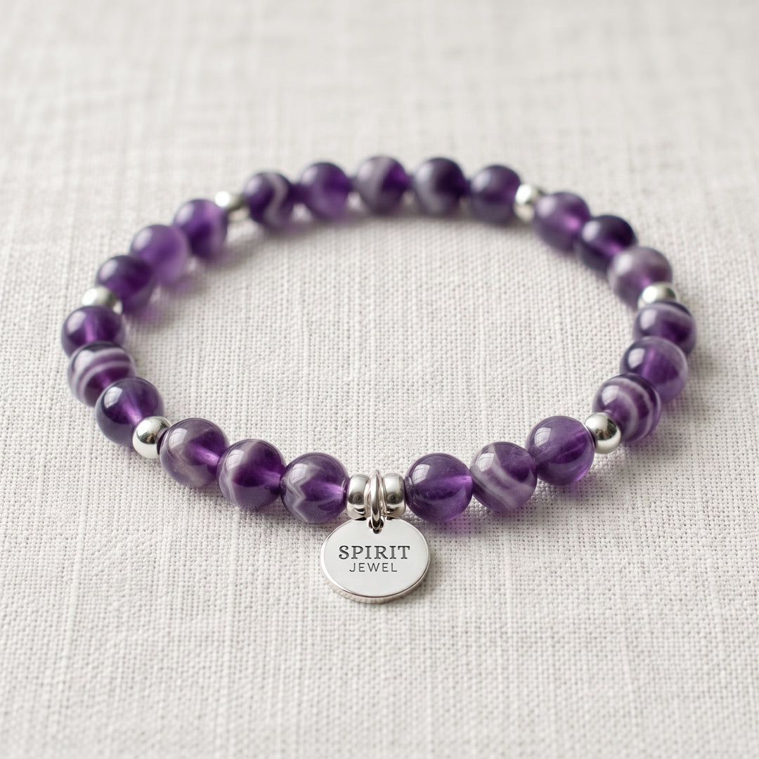 Amethyst Chevron Personalised Crystal Gemstone Bracelet