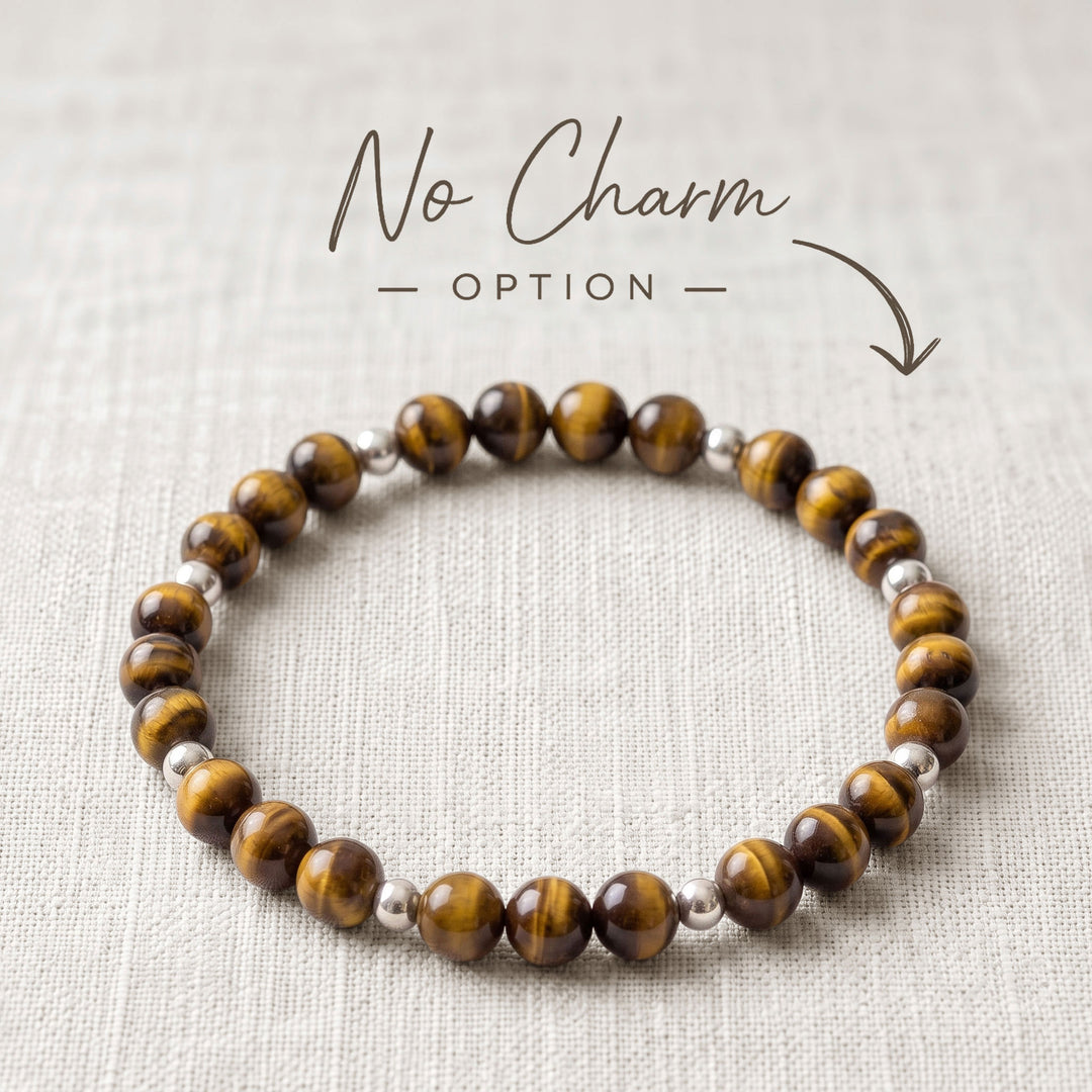 Tigers Eye Crystal Beaded Bracelet, 925 Sterling Silver