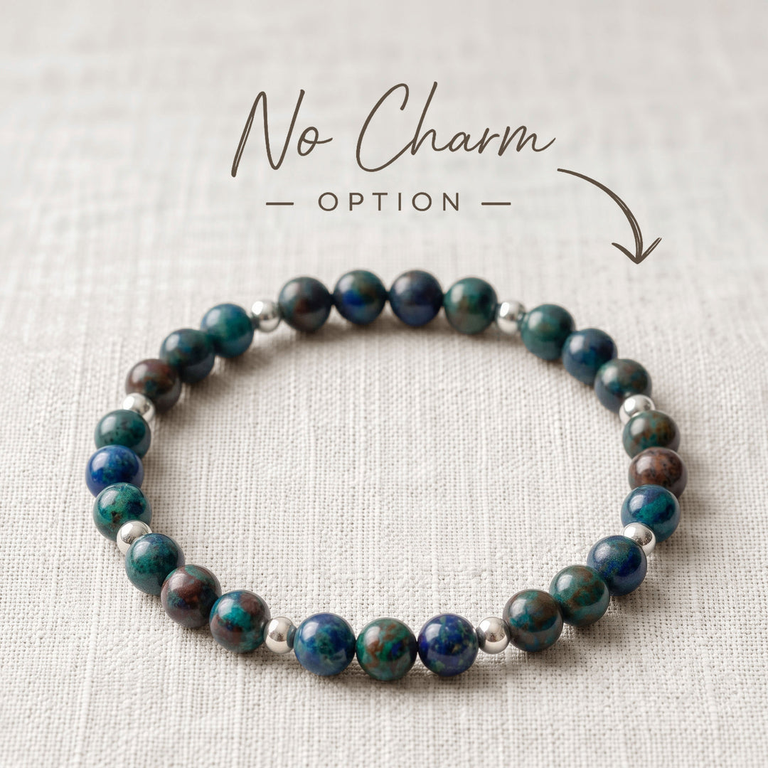 Azurite Crystal Beaded Bracelet, 925 Sterling Silver
