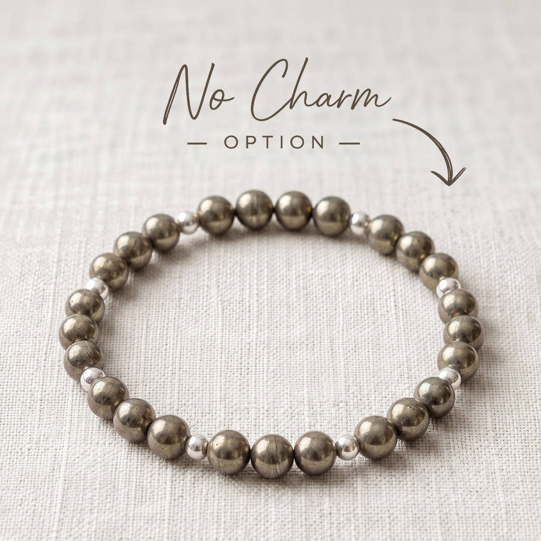 Pyrite Crystal Beaded Bracelet, 925 Sterling Silver