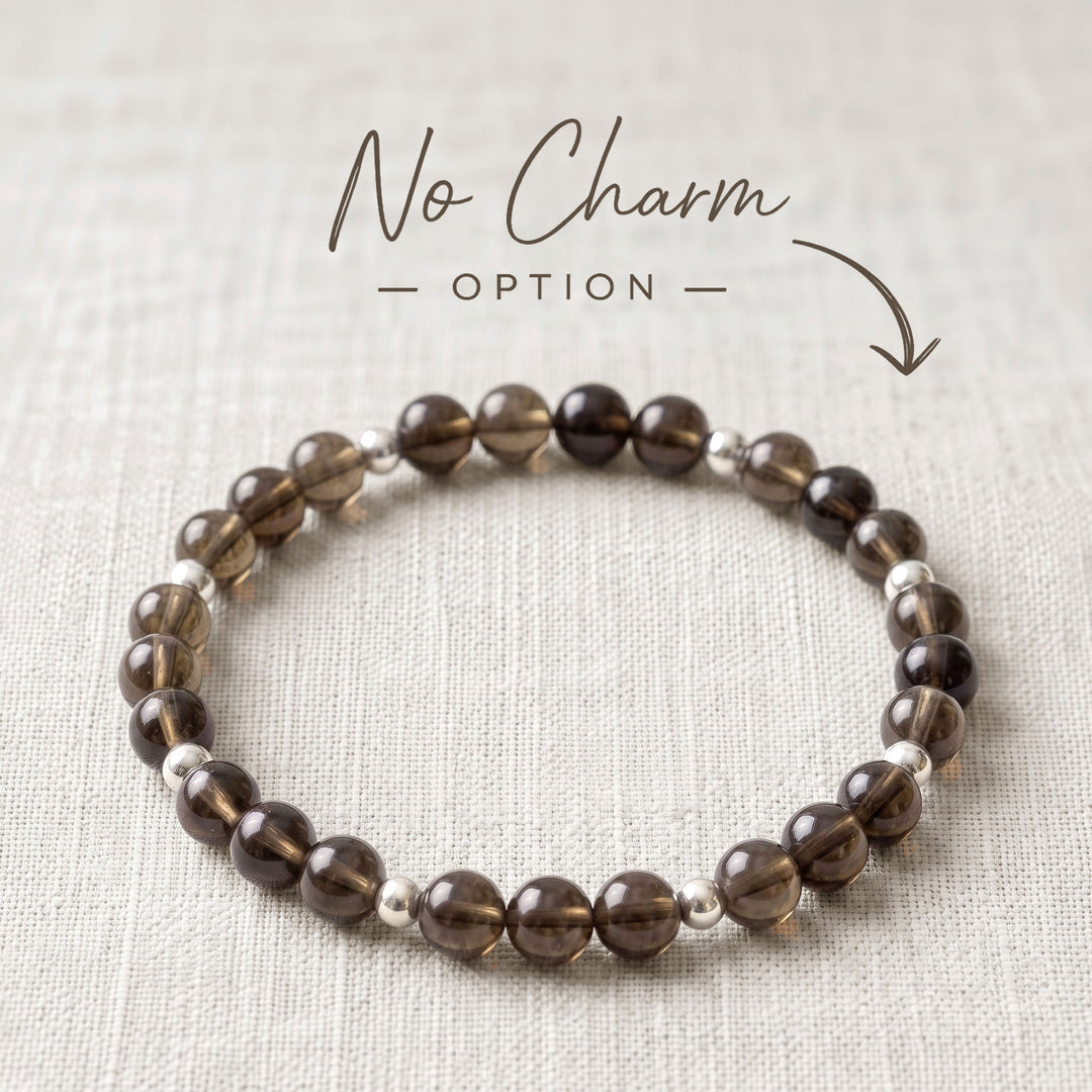 Smoky Quartz Crystal Beaded Bracelet, 925 Sterling Silver