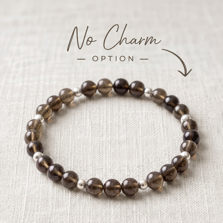 Smoky Quartz Crystal Beaded Bracelet, 925 Sterling Silver