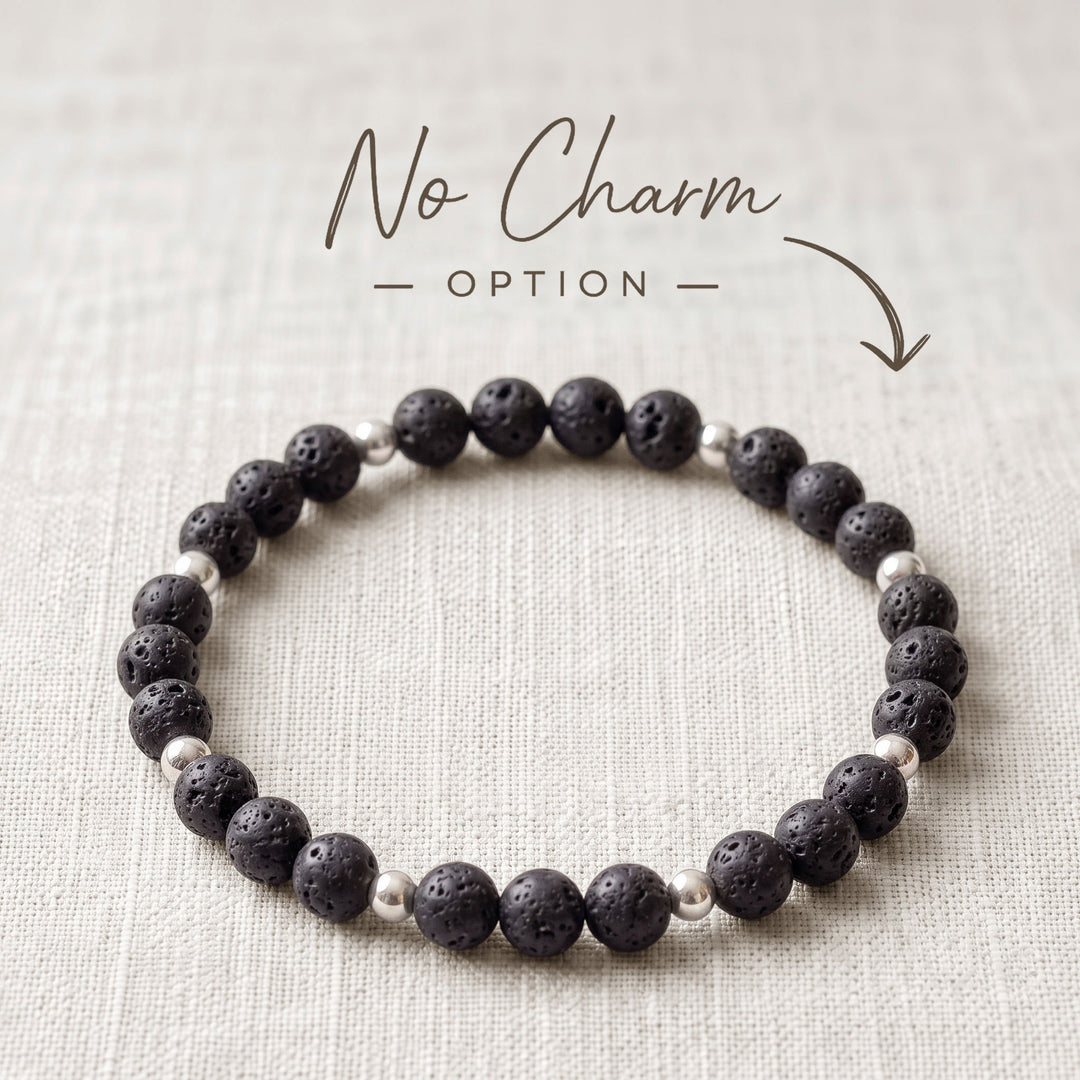 Lava Rock Crystal Beaded Bracelet, 925 Sterling Silver