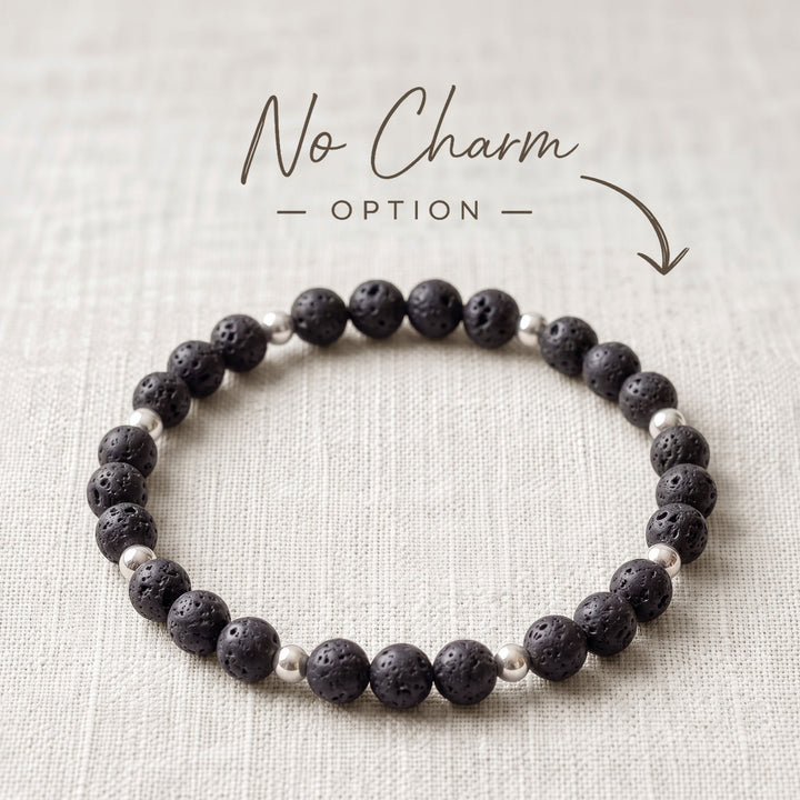 Lava Rock Crystal Beaded Bracelet, 925 Sterling Silver