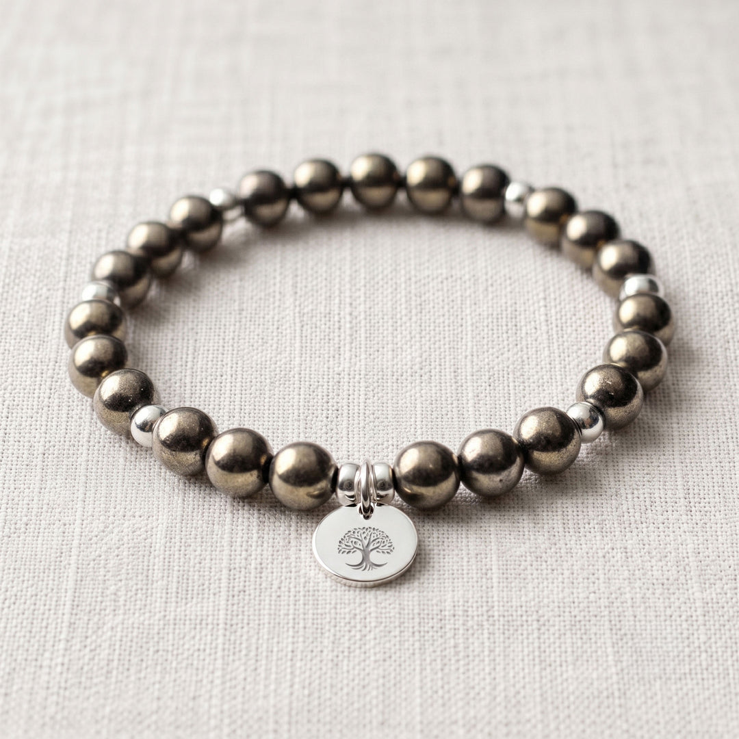 Pyrite Personalised Crystal Gemstone Bracelet