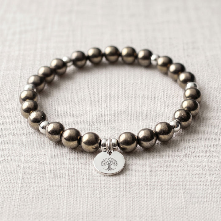 Pyrite Personalised Crystal Gemstone Bracelet