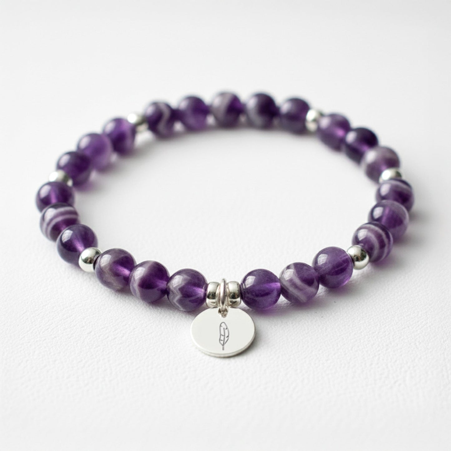 Amethyst Chevron Crystal Gemstone Bracelet