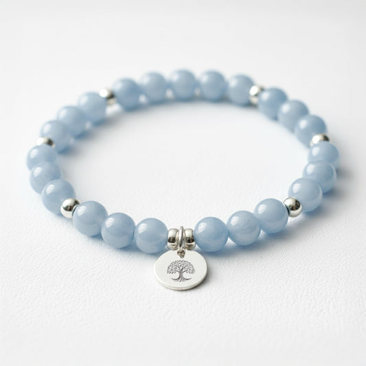 Personalised Angelite Crystal Gemstone Bracelet