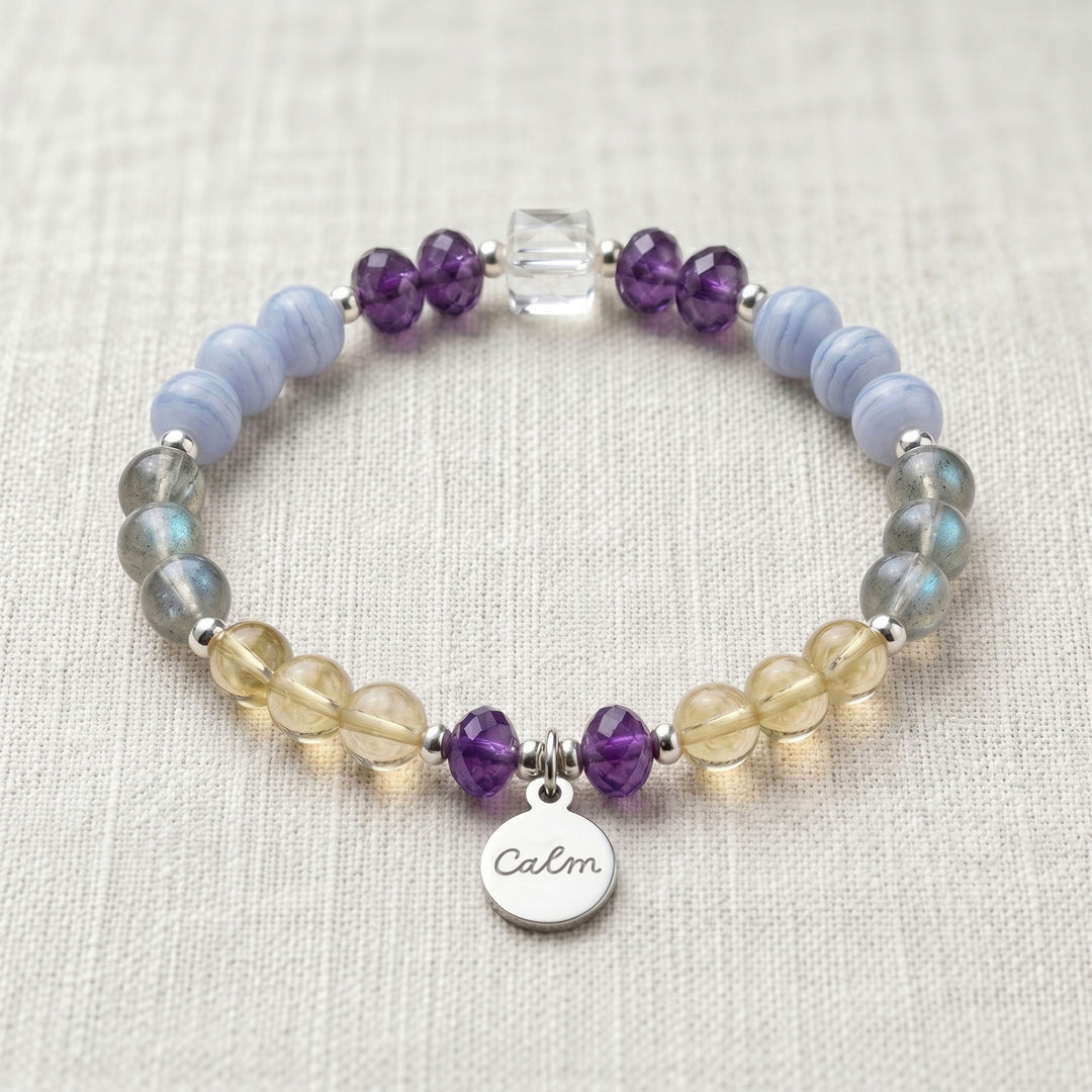 Citrine & Amethyst Personalised Anxiety Crystal Bracelet