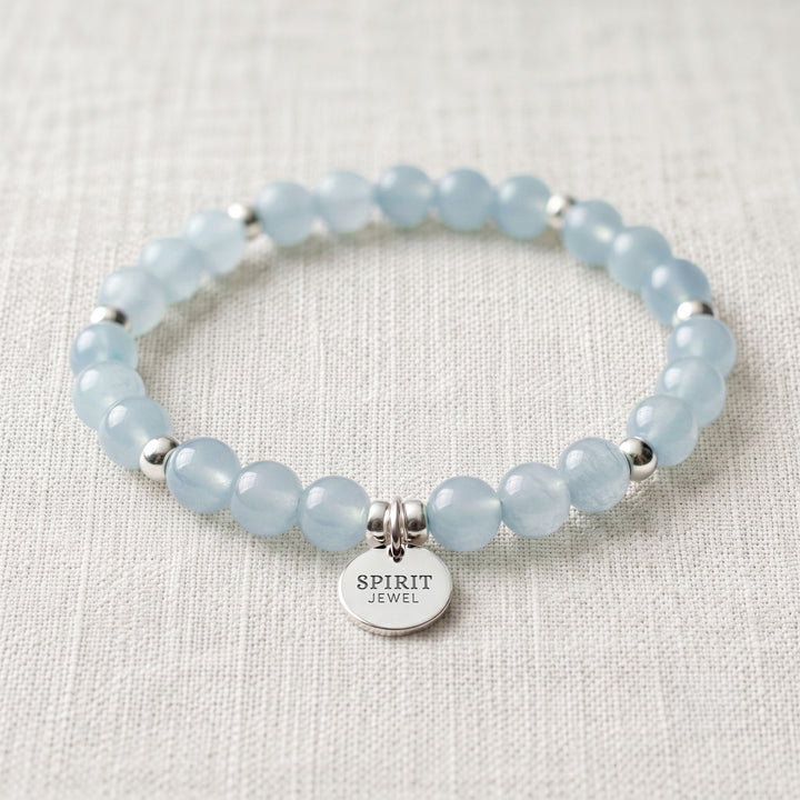 Aquamarine Personalised Crystal Gemstone Bracelet