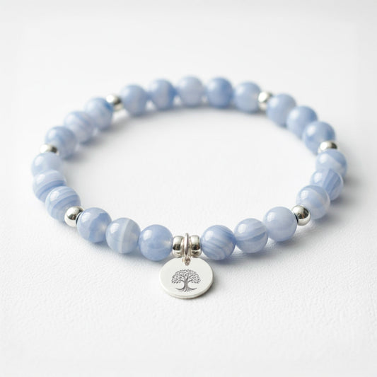 Blue Lace Agate Crystal Gemstone Bracelet