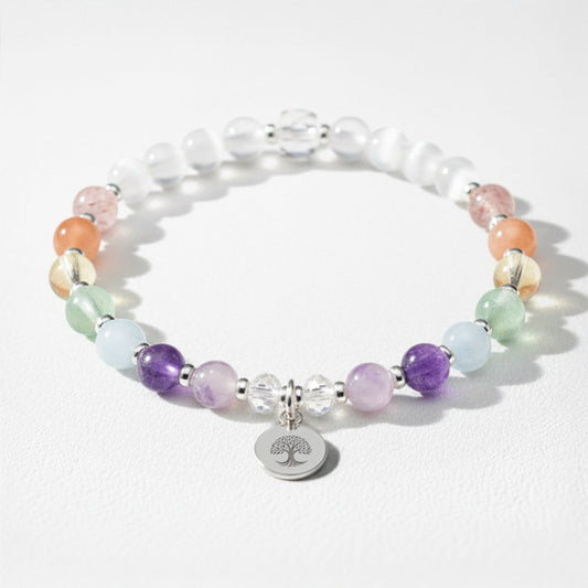 Personalised Chakra Crystal Healing Bracelet in Pastel Tones