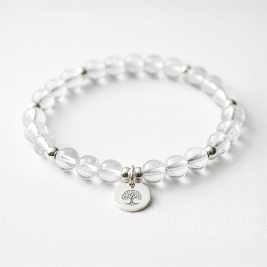 Personalised Clear Quartz Crystal Gemstone Bracelet