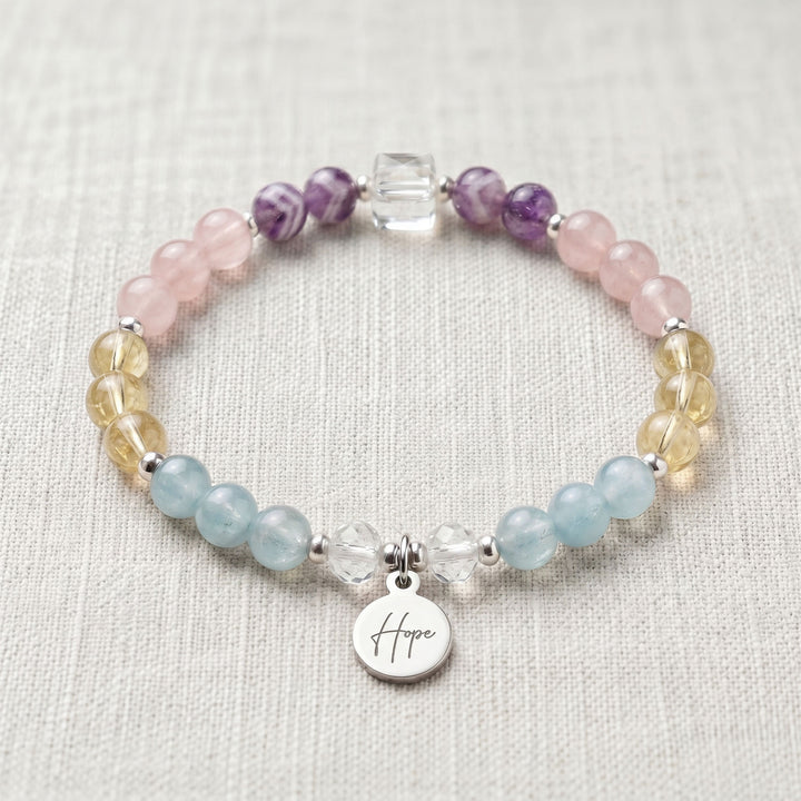 Citrine &amp; Rose Quartz Personalised Depression Crystal Bracelet