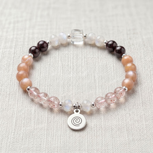 Peach Moonstone Personalised Fertility Crystal Bracelet