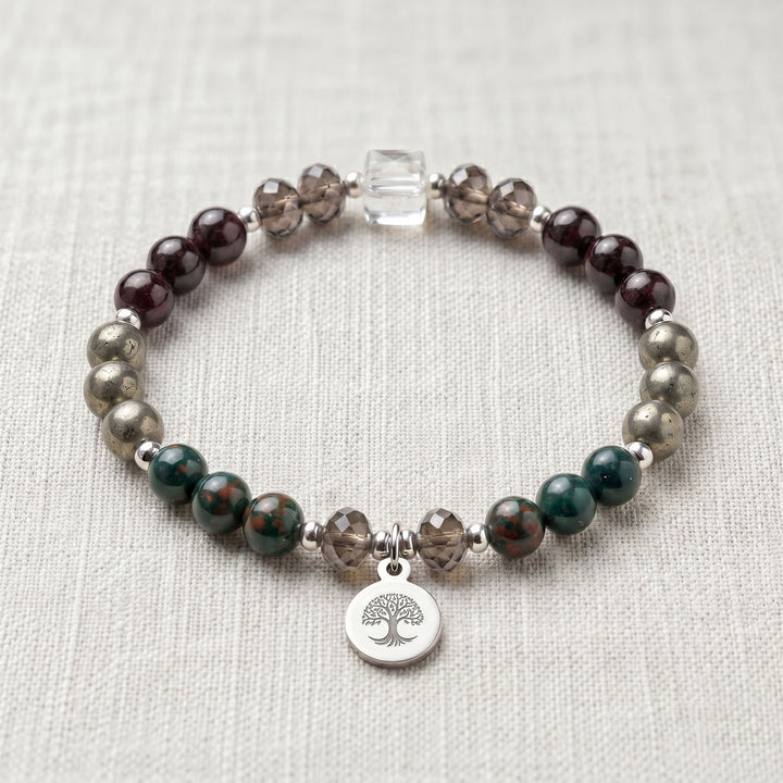 Clear Quartz &amp; Pyrite Personalised Good Health Crystal Bracelet